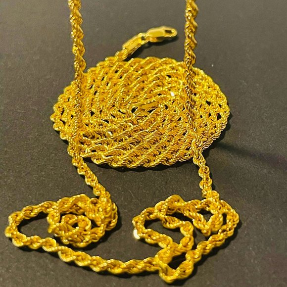 14K Solid Gold Rope Chain Necklace,24 inches 2.5mm - Picture 6 of 17
